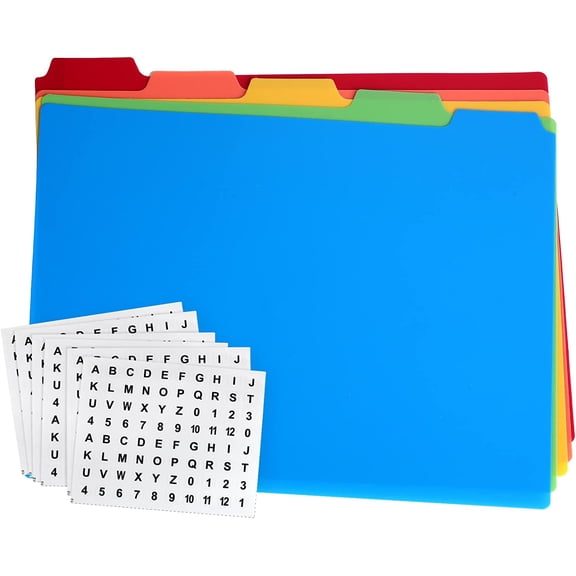 25 Pack Top Tab File Guides with Alphabet Labels Letter Size Plastic Divider Sets for Filing Cabinets Office Classroom Organization