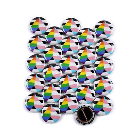 25 Pack - Trans Ally LGBTQ+ Pride Flag Pinback Buttons - 1 Inch