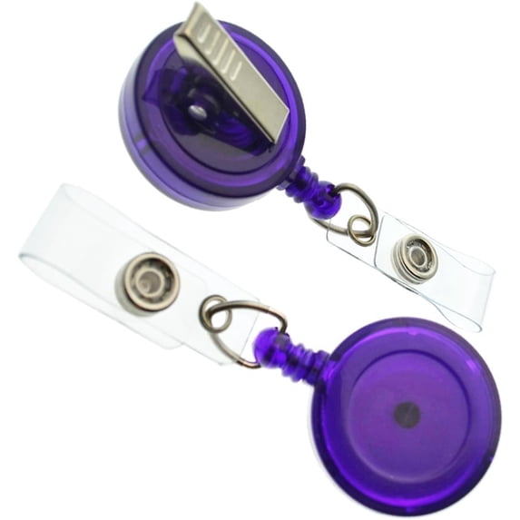 25 Pack Translucent Retractable Badge Reels with Alligator Swivel Clip by Specialist ID (Purple)