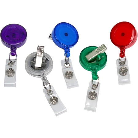 25 Pack - Translucent Retractable ID Badge Reels with Alligator Swivel Clip by Specialist ID (Assorted Colors)