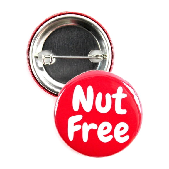 25 Pack - Tree Nut Free Food Allergy Warning Pinback Button Badges - 1.5 Inch Round