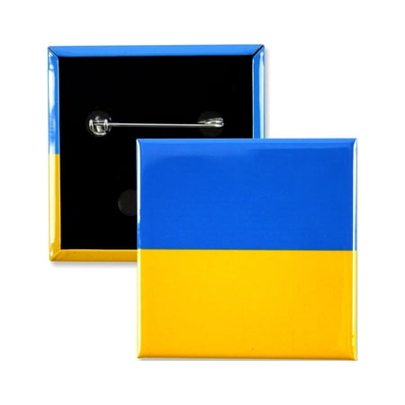 25 Pack - Ukrainian National Flag Pinback Button Badges - 2 Inch Square