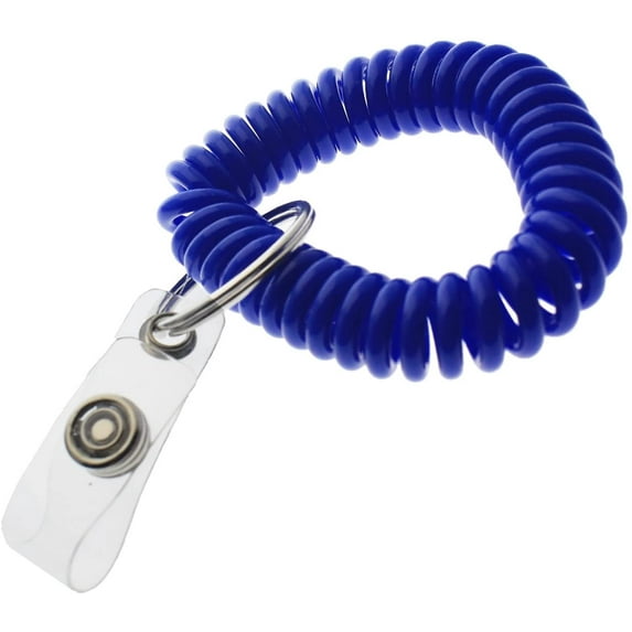 25 Pack - Ultimate Wrist Coil Camper Keychains for Work and Play - Premium Elastic Spiral Bungee Badge Holder & Key Chain Ring (One Size Fits All) by Specialist ID (Royal Blue)