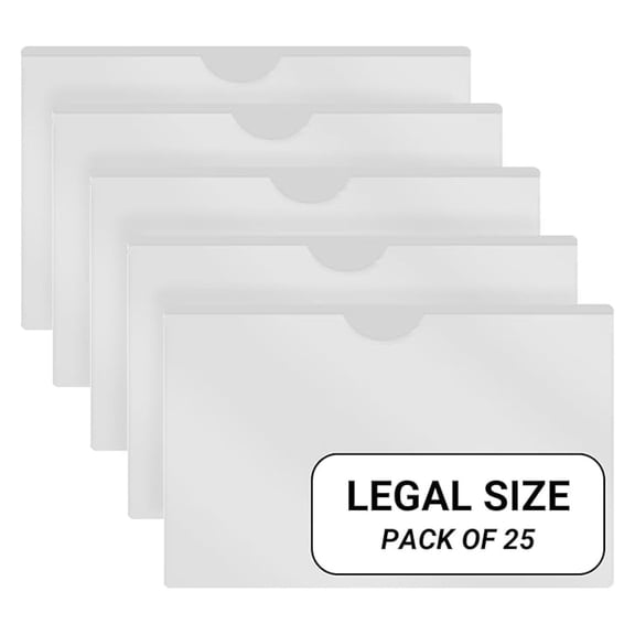 - 25 Pack, Vinyl Plastic Pocket File Folders Closed Sides, Legal Size, Clear Front Top Loading Job , Documents Holder for Office, High School and Medical Files, Frosted Clear