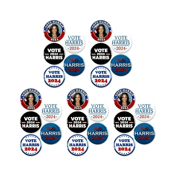 25 Pack - Vote Harris 2024 Political Campaign Pinback Buttons - 2.25 Inch