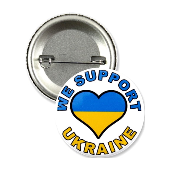 25 Pack - We Support Ukraine Pinback Button Badges - 1.5 Inch