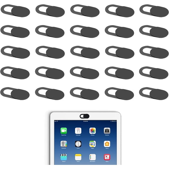 25 Pack Webcam Cover Slider, 0.03in Ultra Thin Design Camera Blocker Web Privacy Camera Cover for Laptop Desktop PC Tablet Smartphone Computer Accessories and More (Black)