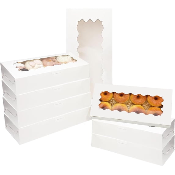 25-Pack White Bakery Boxes with Windows: Ideal for Weddings, Birthdays, and Parties - 12x5.5x2.5 Inches Pastry Boxes for Cookies, Macarons