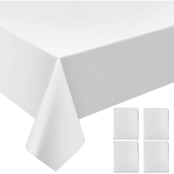 25 Pack White Paper Tablecloths for Rectangle Tables 55 x 110 Inch 3 Ply Table Cloths with Plastic Backing Disposable Paper Plastic Table Cloth for Wedding Birthday Party