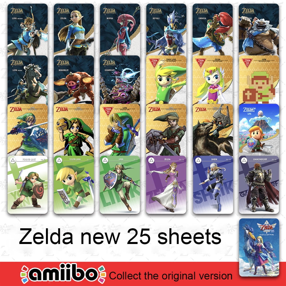 25-Pack Zelda Series Amiibo Cards, botw link NFC Compatible Wii U Switch  Games Breathe of The Wild. 