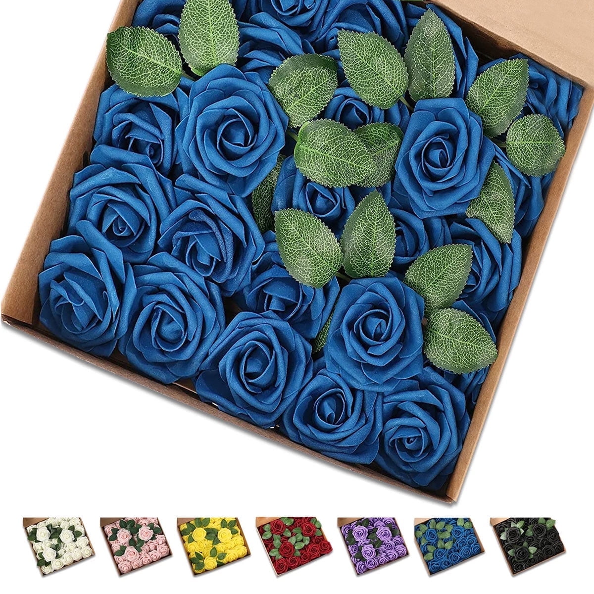 GLUAAE 25 Pack artificial foam roses with stems for wedding DIY ...