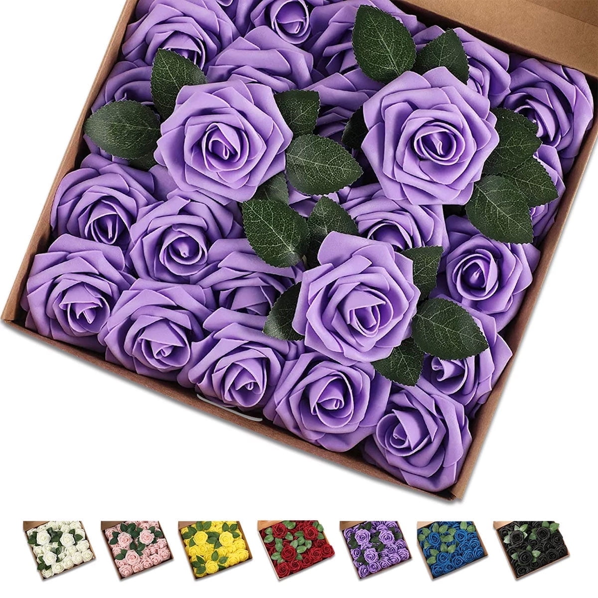GLUAAE 25 Pack artificial foam roses with stems for wedding DIY ...