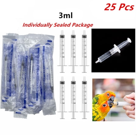 25 Pack of 3ml Luer Slip Syringes without Needle, Disposable, Sterile