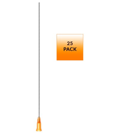 25 Pack of Blunt Tip Lure Lock Dispensing Fill, Industrial/Arts and Crafts Needles, 15 Gauge - Amber, 5" / 12.7cm