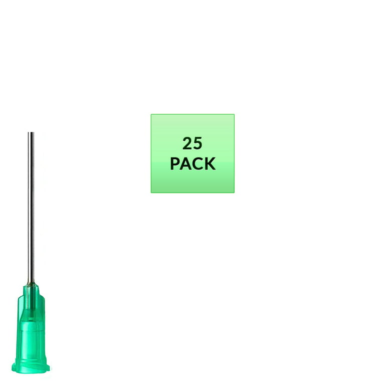 25 Pack of Blunt Tip Lure Lock Dispensing Fill, Industrial/Arts and Crafts  Needles, 18 Gauge - Green, 1 / 2.54cm