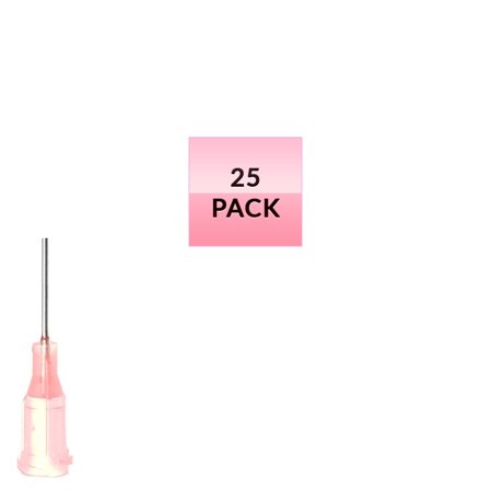 25 Pack of Blunt Tip Lure Lock Dispensing Fill, Industrial/Arts and Crafts Needles, 20 Gauge - Pink, 0.5" / 1.27cm