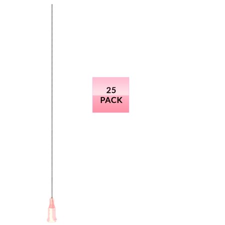 25 Pack of Blunt Tip Lure Lock Dispensing Fill, Industrial/Arts and Crafts Needles, 20 Gauge - Pink, 5" / 12.7cm