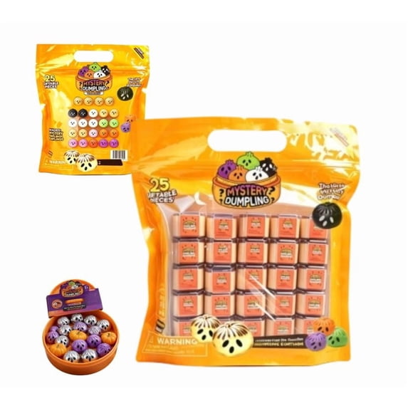 25 Pack of Extra Mini Squishies Dumplings Mystery Dumpling Squish for Halloween Goodie Bags Party Supplies