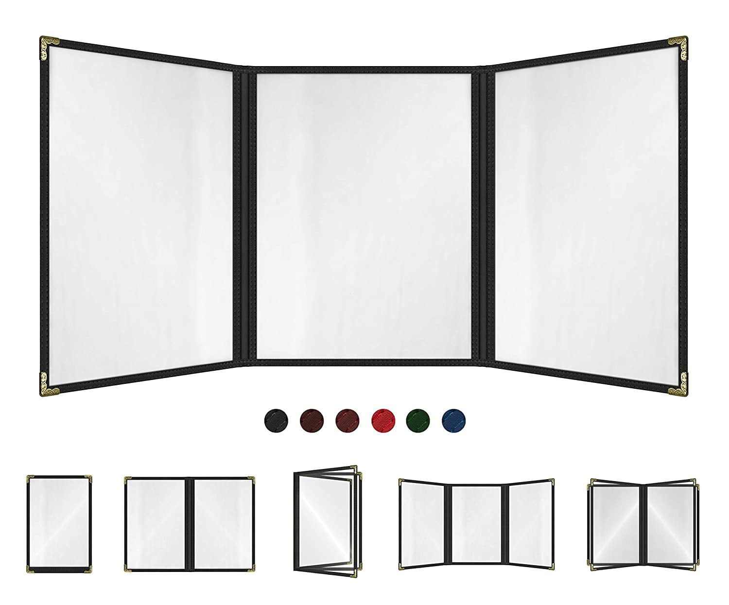 Goodsmart Cafe Menu Covers - Crystal Clear Vinyl, Double Stitched, 25 Pack (Red, 8.5x14 Inch)