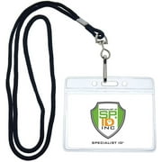 25 Pack of Premium Name Tag Badge Holders with Lanyards (Horizontal) by Specialist ID (Black)