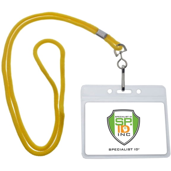 25 Pack of Premium Name Tag Badge Holders with Lanyards (Horizontal) by Specialist ID (Yellow)