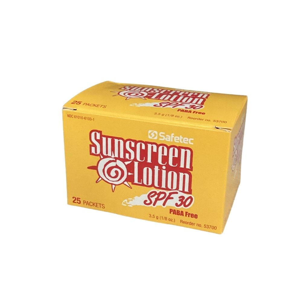 25 Packets Sunscreen Lotion SPF 30 PABA free formula 3.5 mg Safetec MS 84250