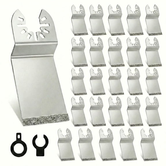 25 Packs Diamond Oscillating Blade Flush Cutting Oscillating Multi Tool Saw Blades for Grout Removal, Universal Grout Removal Tool Blade with 2 Adapter for Tile, Concrete, Masonry, Cleaning Mortar