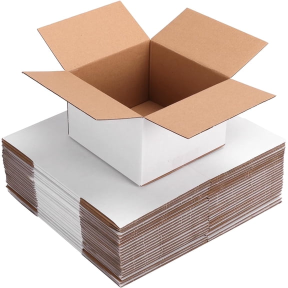 25 Packs Small Shipping Boxes 8x8x6 Inches, White Corrugated Cardboard Box for Shipping, Packing, Business, DIY