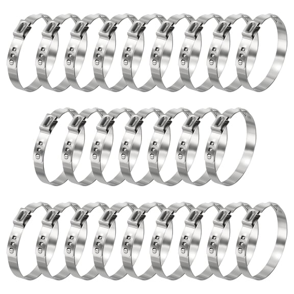 25 Packs Stainless Steel Single Ear Hose Clamps, Adjustable 32.9-36.1mm Heavy Duty Cinch Rings Crimp Pinch Fittings Tools, Ear Stepless Hose Clamp for Home Appliance Line, Plumbing
