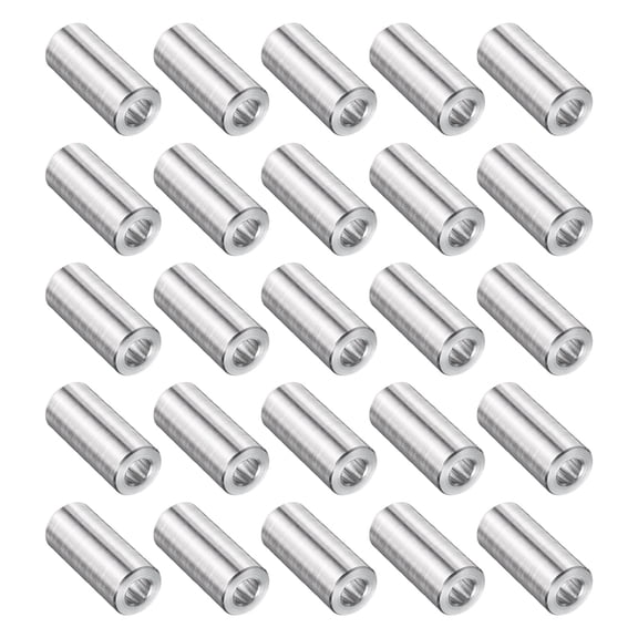 25 Packs Stainless Steel Spacer 1/4" Bore x 1/2" OD x 1" Length