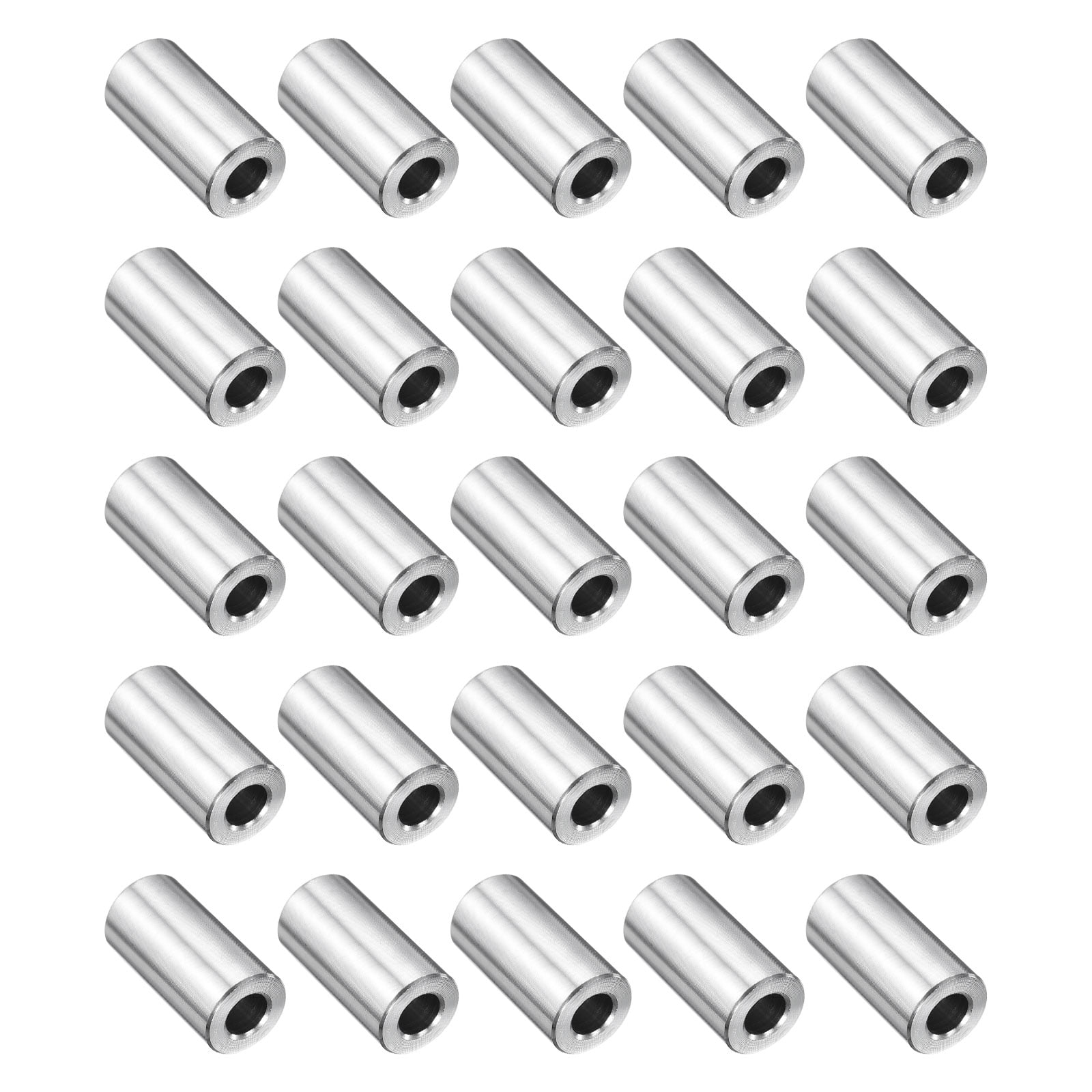 25 Packs Stainless Steel Spacer 1/4" Bore x 1/2" OD x 7/8" Length