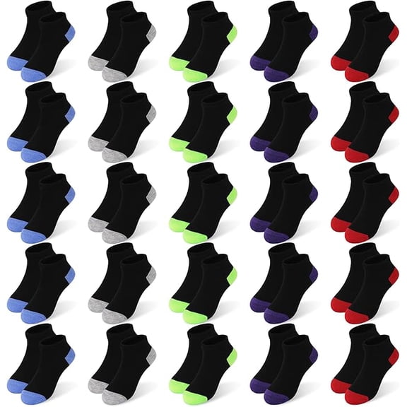 25 Pairs Toddler Kids Socks, Ankle Athletic Low Cut Short Socks for Boys Girls 1-14 Years