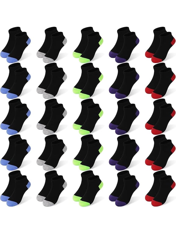 25 Pairs Toddler Kids Socks, Ankle Athletic Low Cut Short Socks for Boys Girls 1-14 Years