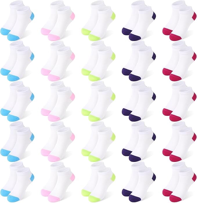 25 Pairs Toddler Kids Socks, Ankle Athletic Low Cut Short Socks for Boys Girls 1-14 Years