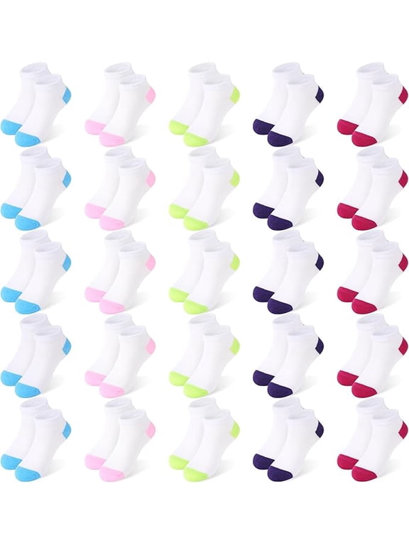 25 Pairs Toddler Kids Socks, Ankle Athletic Low Cut Short Socks for Boys Girls 1-14 Years