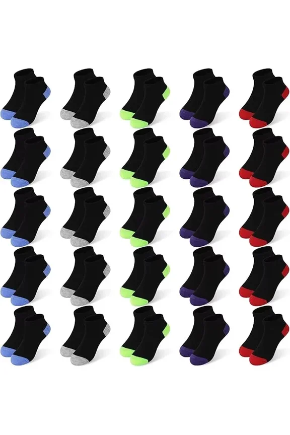 25 Pairs Toddler Kids Socks, Ankle Athletic Low Cut Short Socks for Boys Girls 1-14 Years