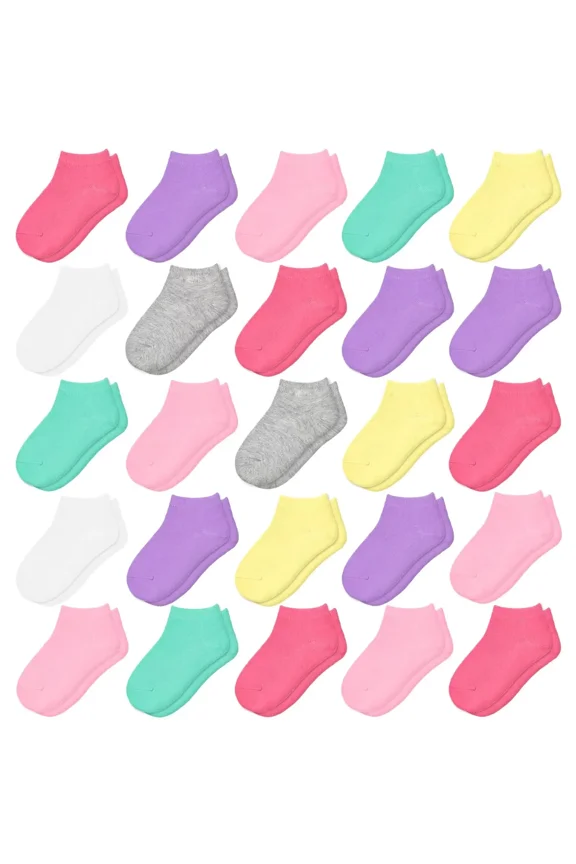 25 Pairs Toddler Socks, Girls Socks Kids Socks Girls Ankle Socks Soft Low Cut Socks Aged 1-14 for Girls Kids