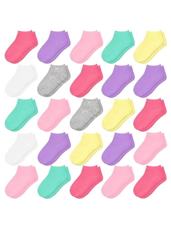 25 Pairs Toddler Socks, Girls Socks Kids Socks Girls Ankle Socks Soft Low Cut Socks Aged 1-14 for Girls Kids