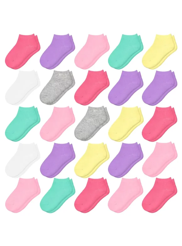 25 Pairs Toddler Socks, Girls Socks Kids Socks Girls Ankle Socks Soft Low Cut Socks Aged 1-14 for Girls Kids