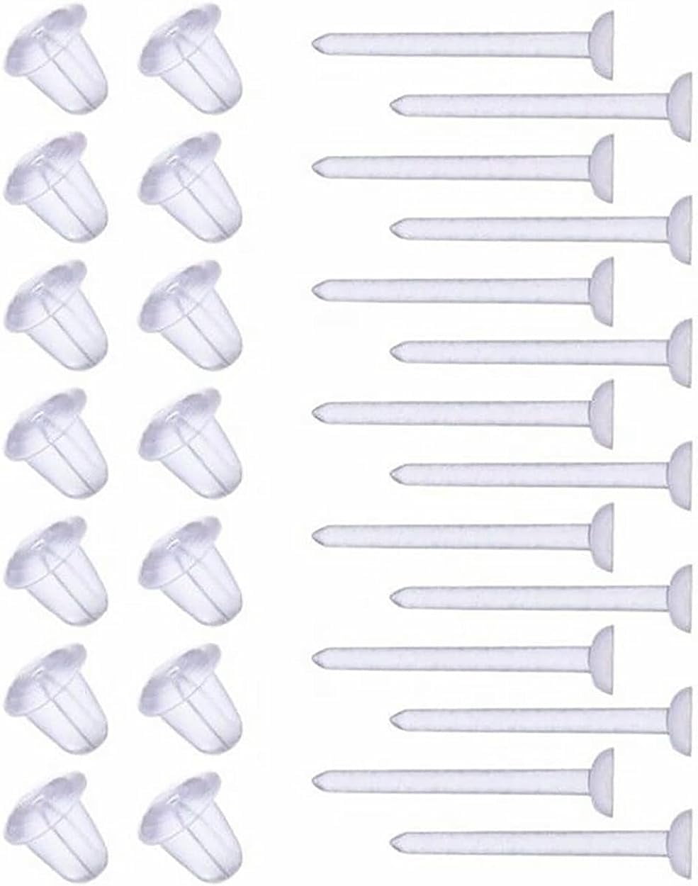 Ftovosyo Invisible Plastic Earring Posts Clear Ear Hole Retainer Hoop Earring Studs Clear Ear Spacers Piercing Jewelry For Men Women Sports Work, Silicone Rubber Backs Earnuts