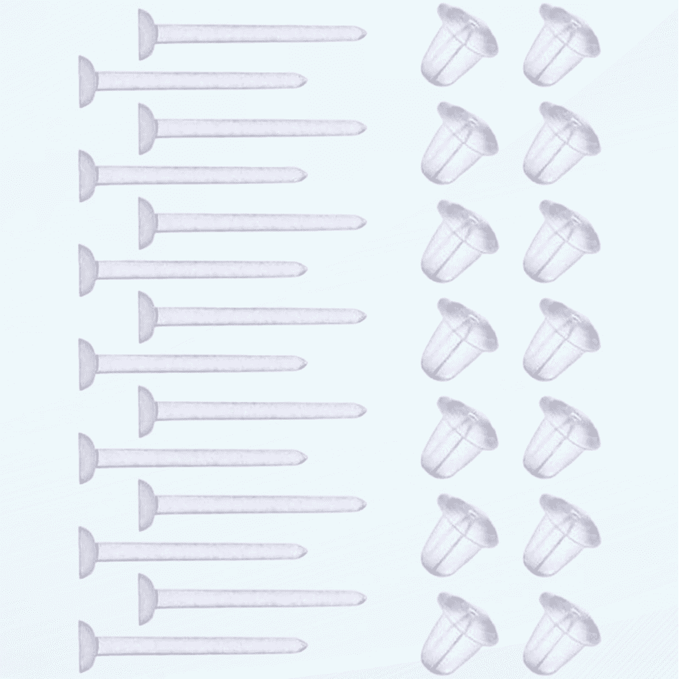 VERACT 25 Pairs of Transparent Plastic Earrings Clear Ear Hole Retainer Earring Studs Clear Ear Spacers Piercing Jewelry for Men Women Girls, DIY Supplies (50 pieces/25 Pairs) (CUE-16)