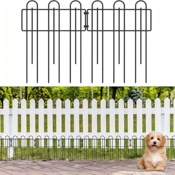 25 Panels Animal Barrier Fence, 16.7in(H) x 26ft(L) Rustproof Metal No Dig Garden Fence Border for Dogs Rabbits, Small Gap Decorative Yard Patio Edging