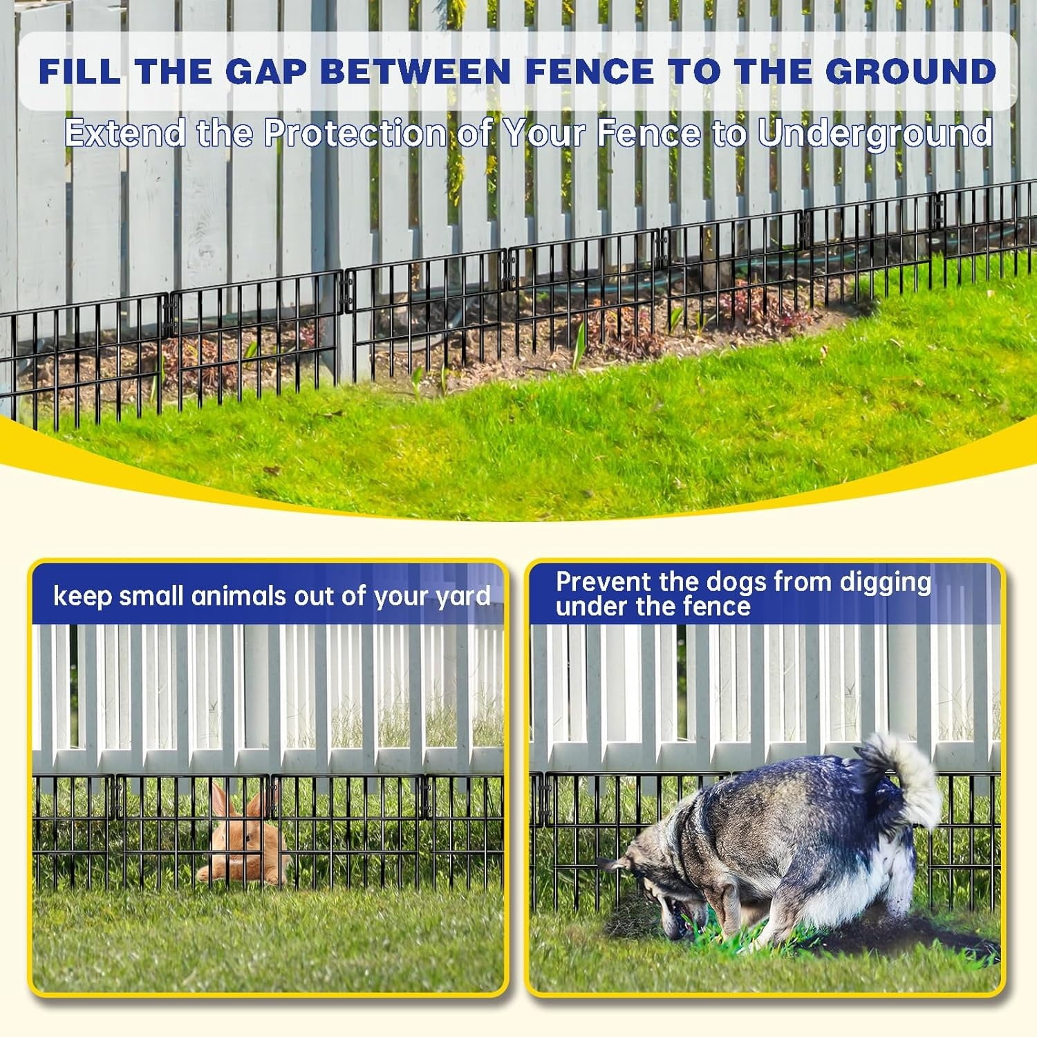 25 Panels Animal Barrier Fence, 27 Ft(L) X 13 in(H) No Dig Garden Edging Border for Yard, Anti Digging Defense Barrier, Metal Outdoor Decorative Garden Fences for Dogs, Rabbits