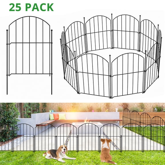 BSHAPPLUS® Garden Fence 25 Pack ,17in (H) x 27.5ft (L) Metal Fence,Rustproof Decorative Fence,Animal Wire Fence,Wrought Iron Fence, Outdoor Picket Fencing No-Dig for Yard, Lawn and Patio Borders