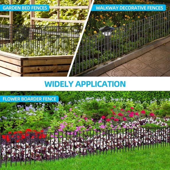 25 Panels Garden Fencing Animal Barrier, 17in (H) X 27ft (L) Dog Dig Fence Barrier, 1.25in Gap Rustproof Metal Stakes Decorative Garden Fence, Ground Defense Border Fence for Outdoor, Yard, Patio