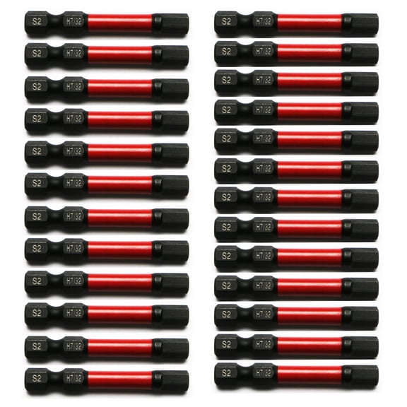 25 Pc H7/32 H-7/32 inch Hex Head Allen Wrench Black High Torque Impact Screwdriver Insert Bits Set S2 Steel Torsion Resistant, 2 inch Long, 1/4 inch Hex Shank