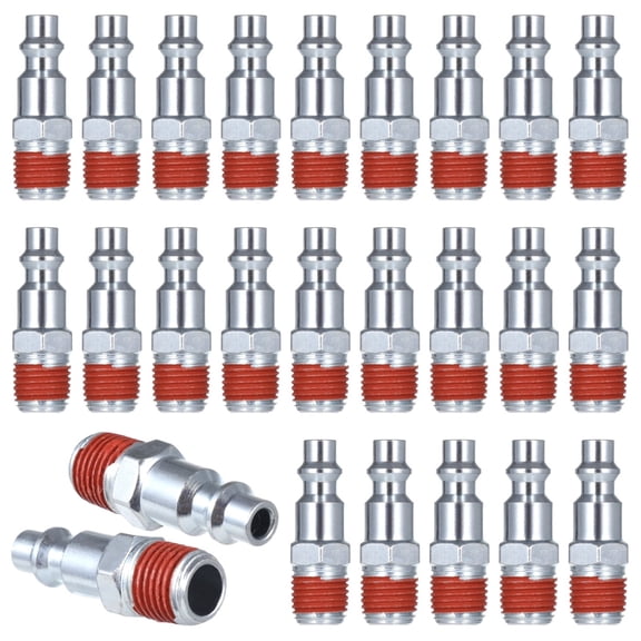 25 Pcs 1/4 Inch NPT Male Industrial Air Plugs, Quick Connect Pneumatic Adapter, Air Hose Fitting Repair Plug for I M D Type Couplers, Air Compressor Tool