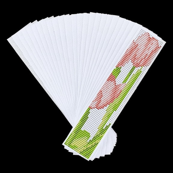 25 Pcs 14T White Stitch Bookmark Cotton Fabric Book Marker Stitch with Embroidery Edge Rectangle Embroidery DIY Bookmark for Crosstitch Project 9.6x1.96 inch(24.4x5cm) Colorful