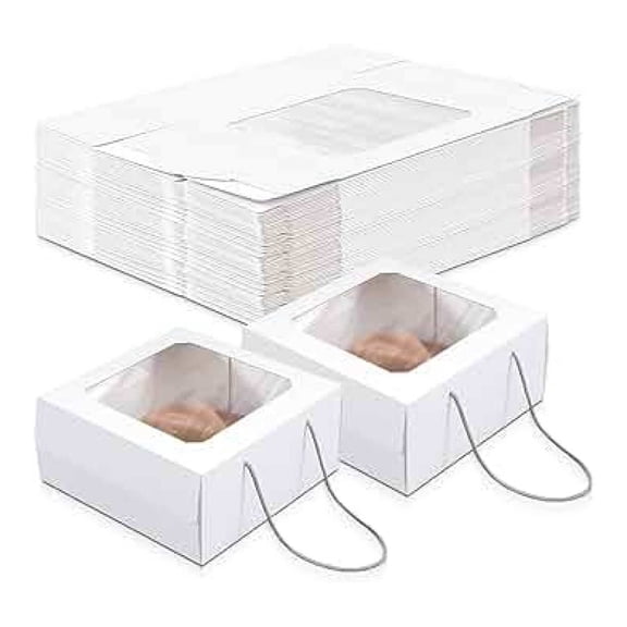 25 Pcs 15 x 15 x 7 Inch Hat Boxes with Window for Travel White Large Cardboard Hat Case Organizer Storage with Lid and Handles Portable Cardboard Boxes Display for Storage Present Packing