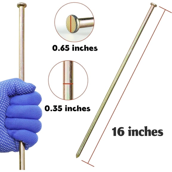 25 Pcs 16 Inch Landscape Stakes, Heavy Duty Galvanized Rebar Anchor for Paver Edging, Weed Barrier, Floor Covering, Artificial Turf, Camping Tent and More